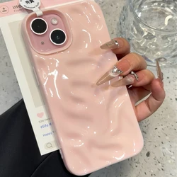 Luxury 3D Wave Pattern Soft Silicone Case - Candy Solid Color Aesthetic Cover for iPhone 12 (PK)