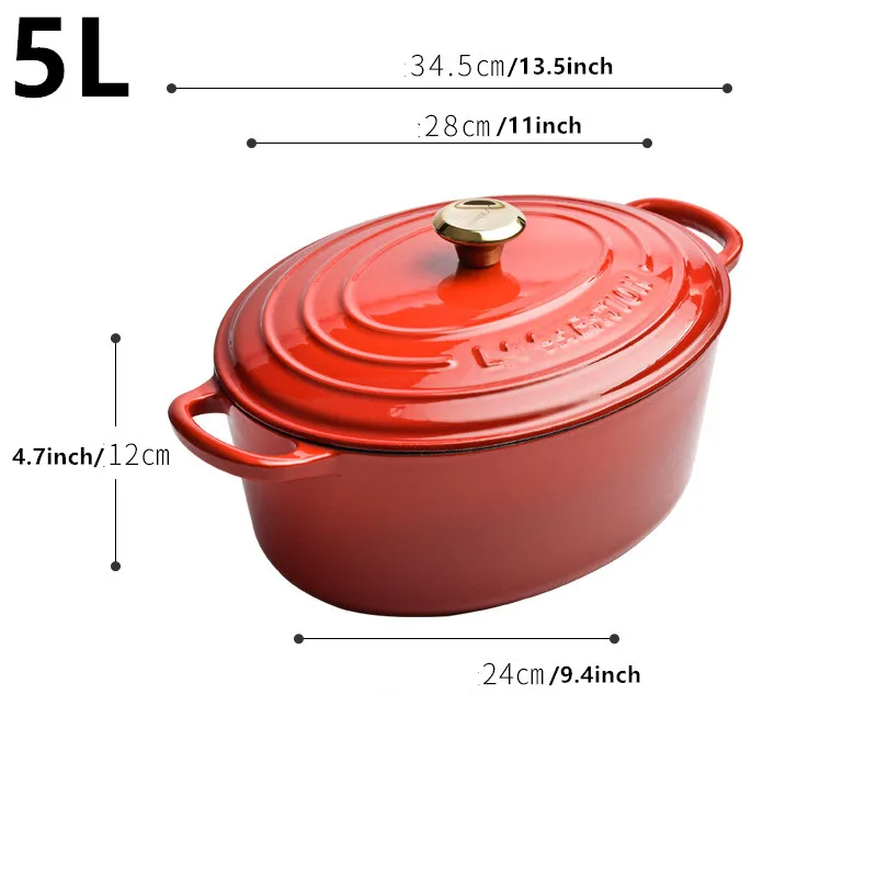 Leonyo - Pentola da forno olandese ovale con coperchio, 5