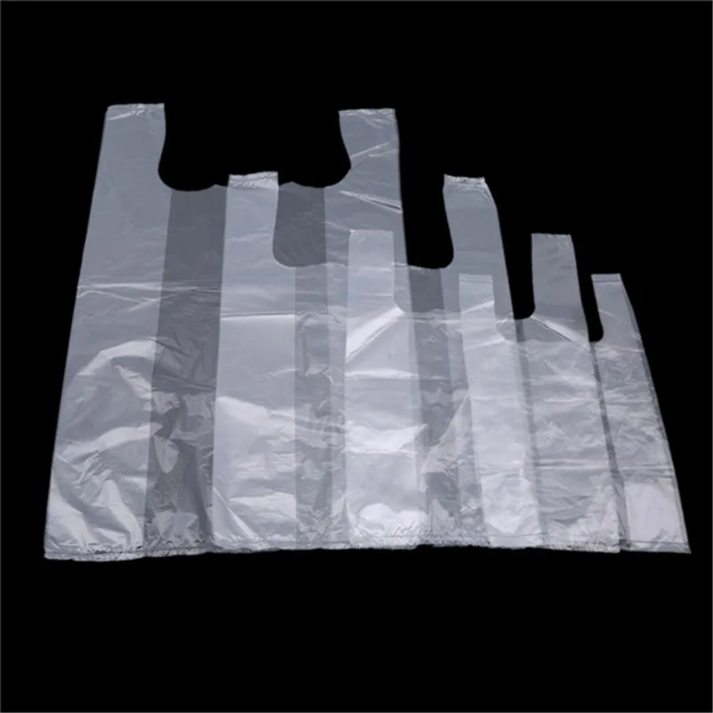 Plastic Bags 100Pcs Transparent Shopping Bag Supermarket Plastic Bags With Handle Food Packaging