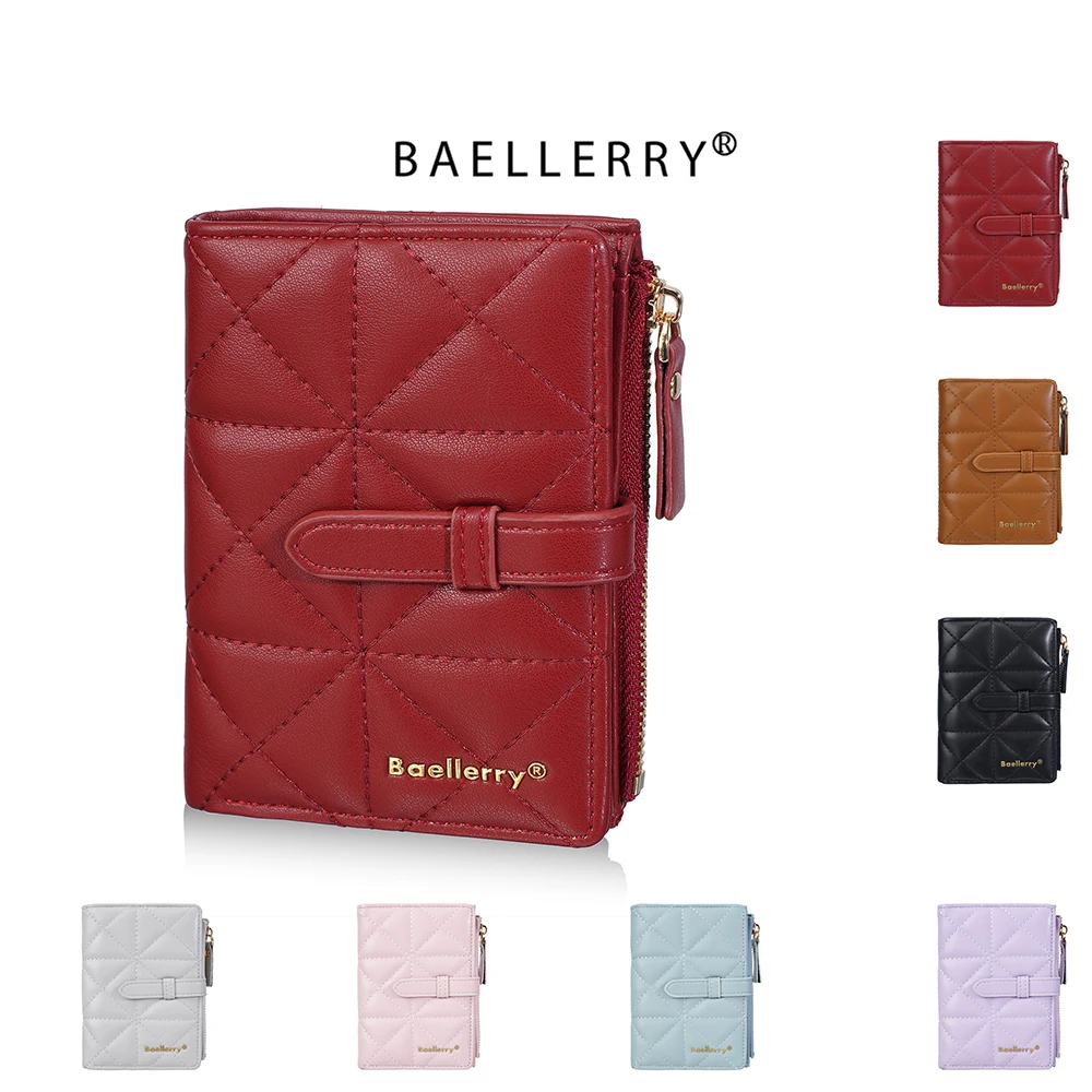 1Pcs/Baellerry Women's Thin Wallet, 8 Card Slots with Zippered Coin Pocket, Dual-Use Compact Wallet for Travel and Daily Use, Anti-Degaussing Wallet