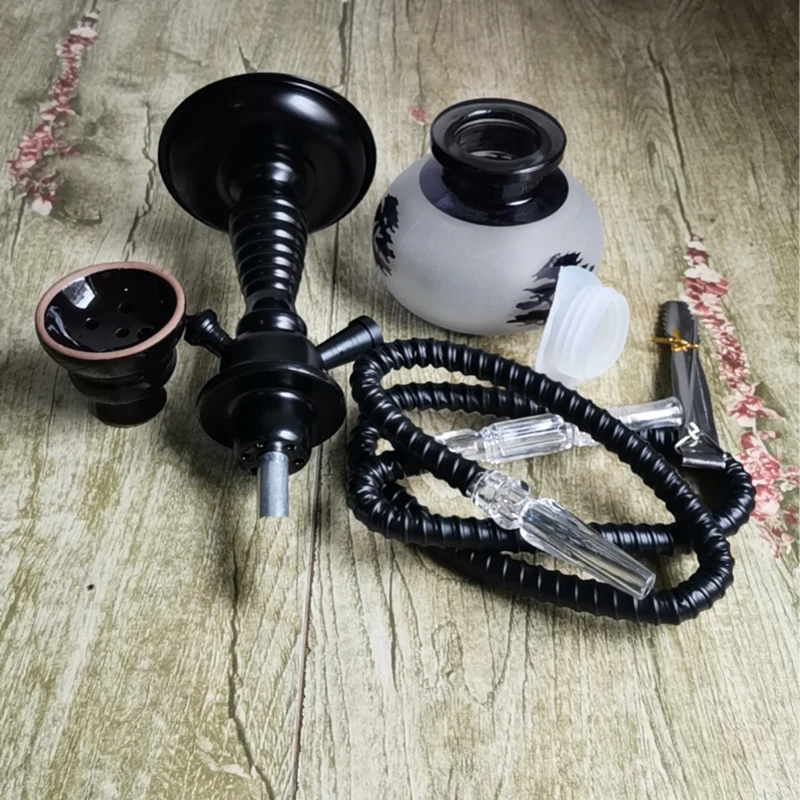 Travel Arabian Hookah Set Small Single Glass Bottle Shisha Ceramic Bowl Pipe Accessories Birthday Gift hookah accessories hookah pipes hookah set smoking pipe kit