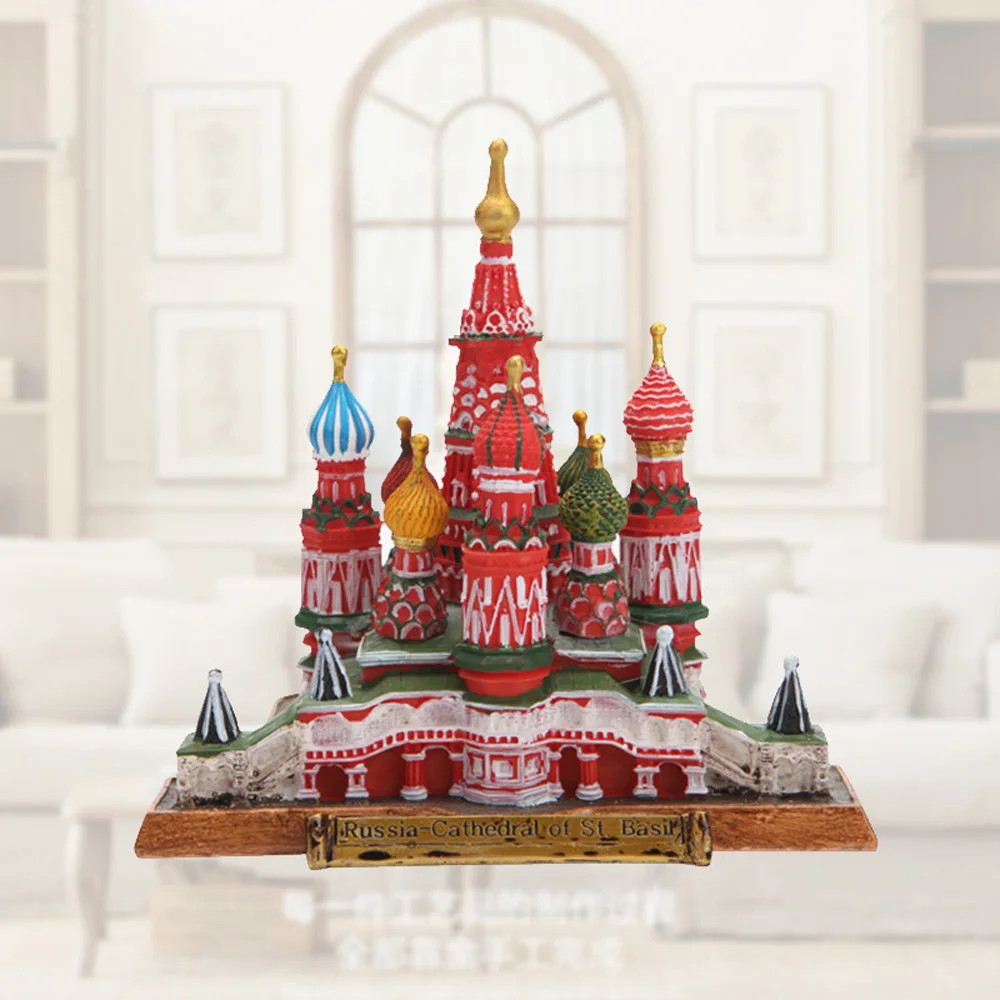 World Famous Building Landscape Russian Federation Moscow Saint Basil's Cathedral Bookcase Decoration Crafts Decor Statue 5