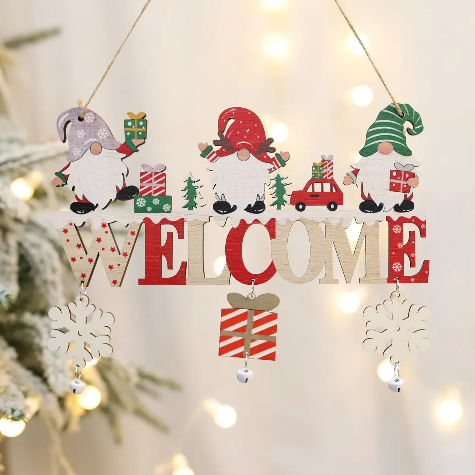 Gnome Santa Claus Wooden Hanging Ornaments Merry Christmas Decorations for Home Door Xmas Tree Pendants Navidad New Year christmas decorations