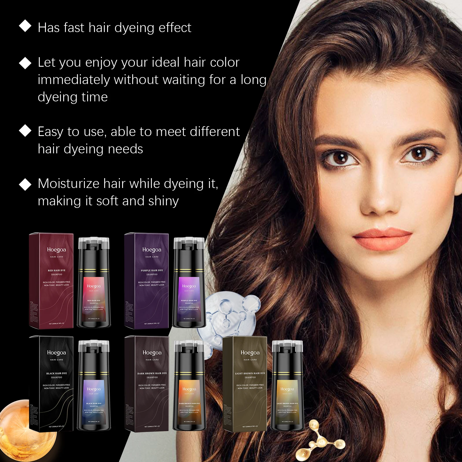 Black Hair Dye Shampoo Rapid Hair Dyeing Repair Dry Reduce Breakage Split Ends Oil Control Nourishing Hair Root Coloring Shampoo 6