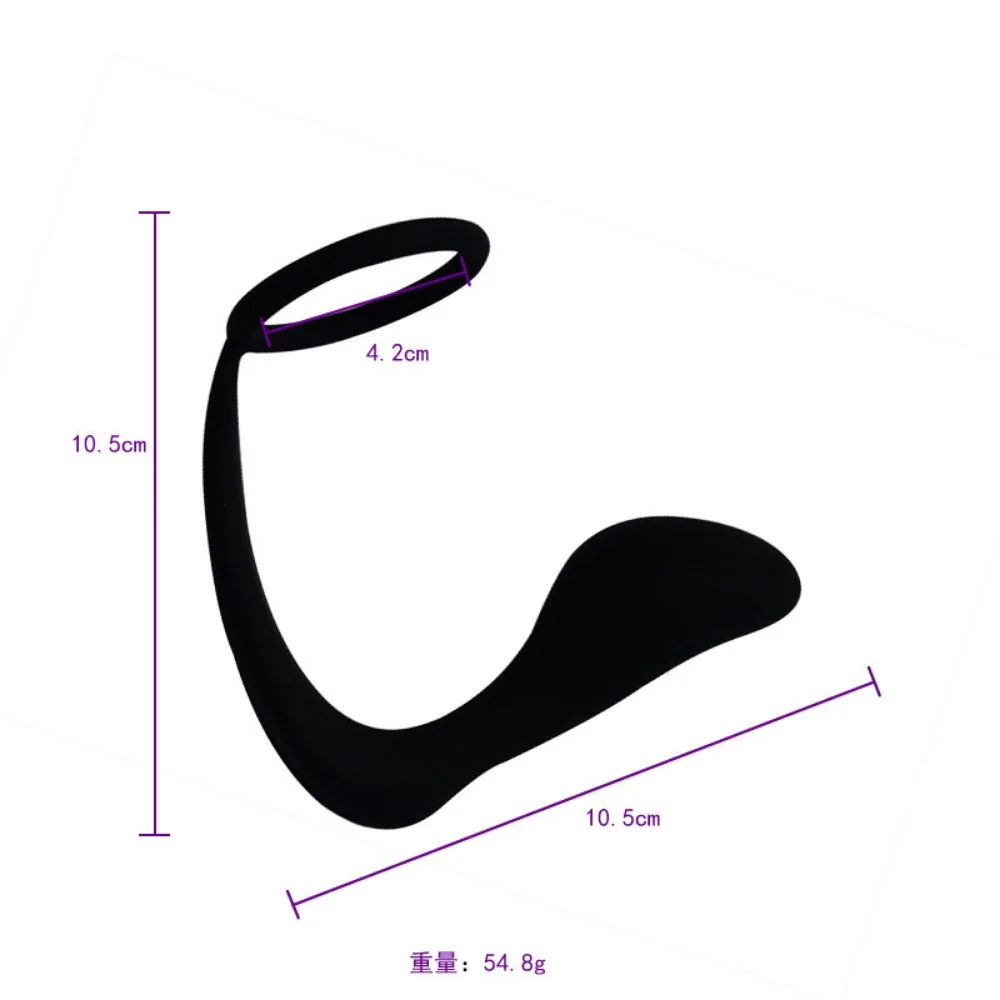 Silicone Black Anal Plug Male Prostate Massager Cock Ring