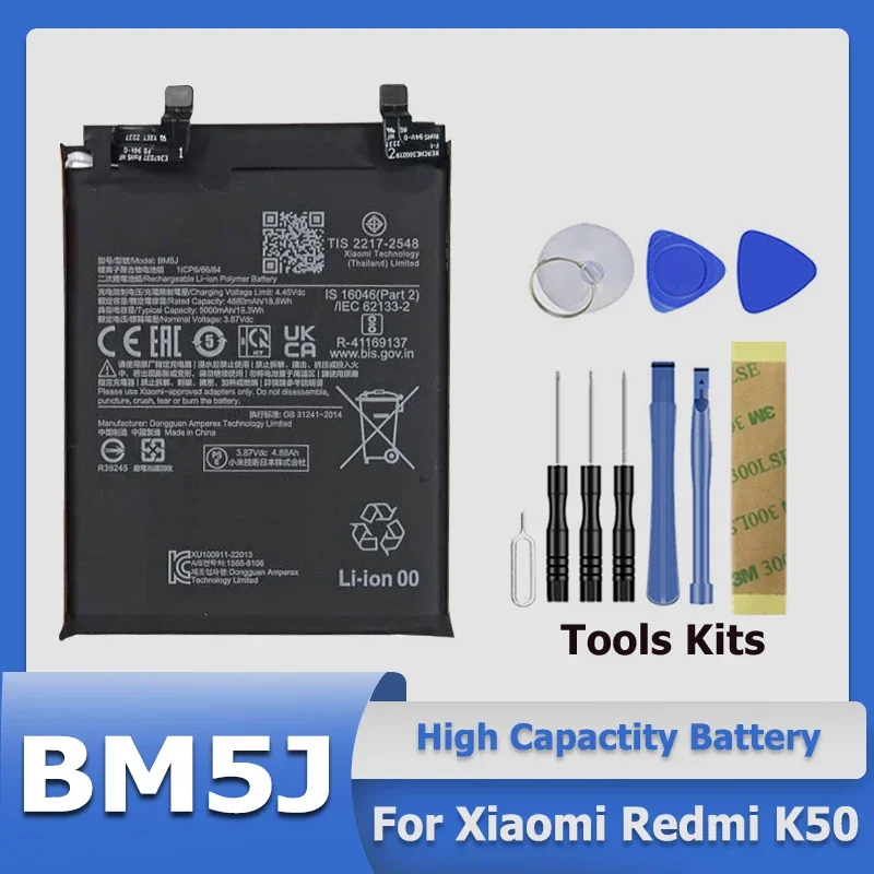 

XDOU High Quality Phone BM5J Battery For Xiaomi Redmi K50 Batteria in Stock + Tool