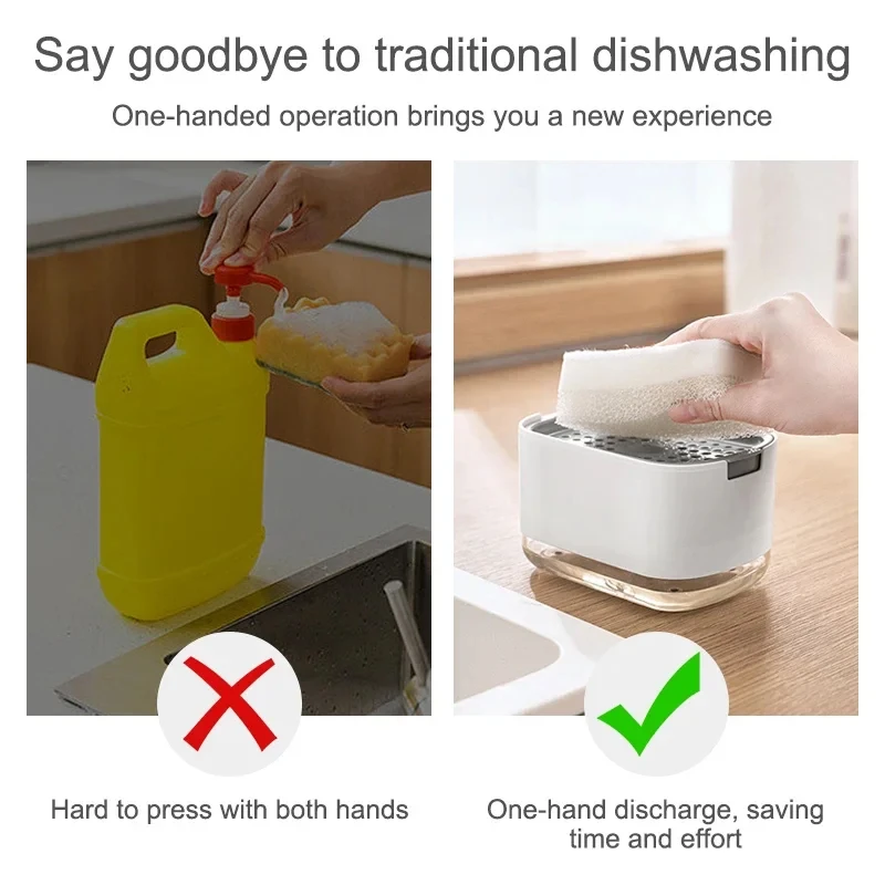 Soap dispenser 2In1 Dish Soap Dispenser Liquid Soap Pump Dispenser Container Sponge Holder For Kitchen Bathroom Washing Accessories
