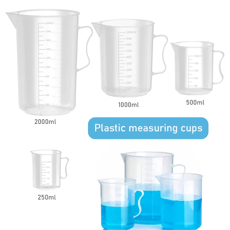 Plastic Measuring Cup 250ml/500ml/1000ml/2000ml Lightweight Durable Baking Measure Jug Cup Container For Laboratory Beaker plastic measuring cup