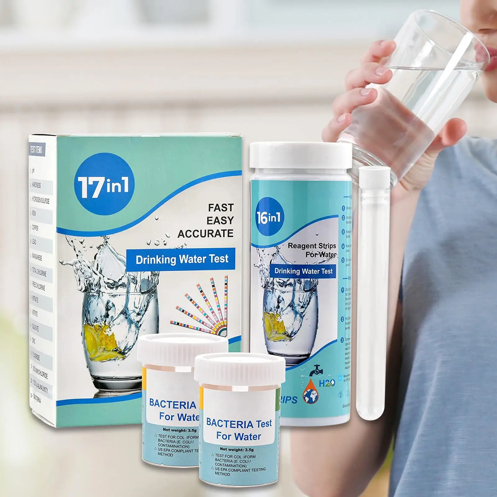 Water Testing Set PH Water Quality Test Well and Drinking Test Set for Freshwater Fish Tank Pond SPA Aquarium