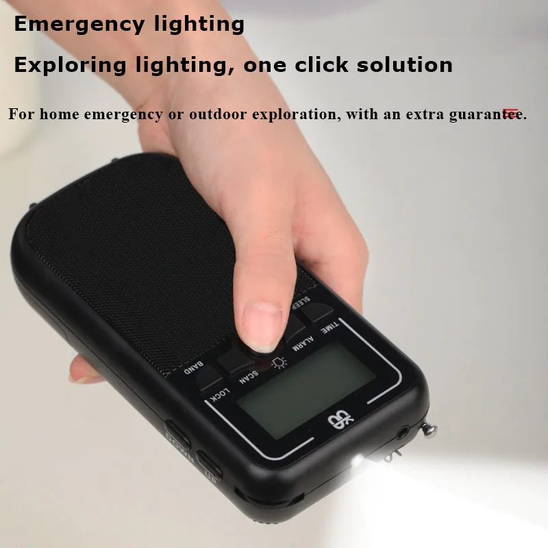 Mini Portable Radio Pocket FM/AM/SW DSP Radio Receiver Built-in Speaker with LCD Backlight Display Alarm Clock Support Timed off