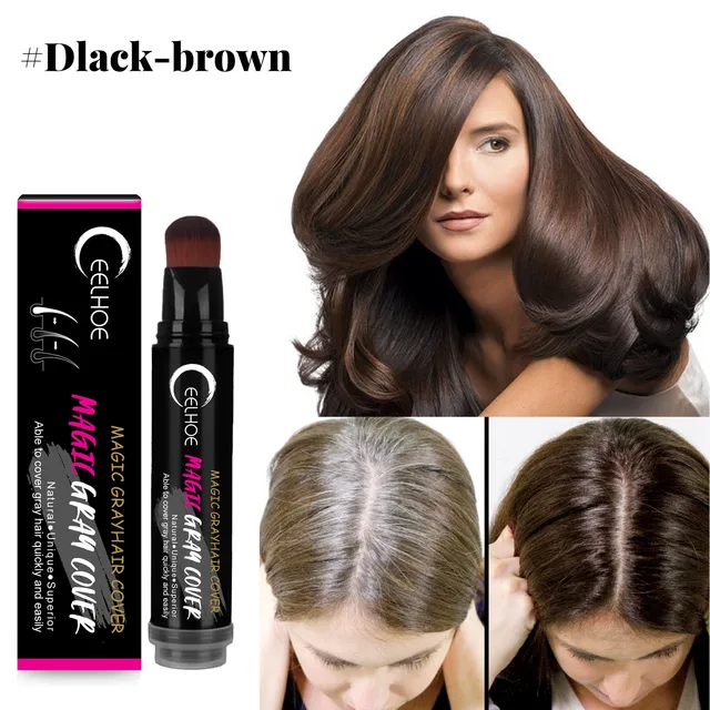 Brown, Black, Dark Brown Temporary Hair Color Pen Hair Shading Sponge Pen Gray  Hair Root Hairline Concealer Pen Hair Line Powder - Hair Color - AliExpress