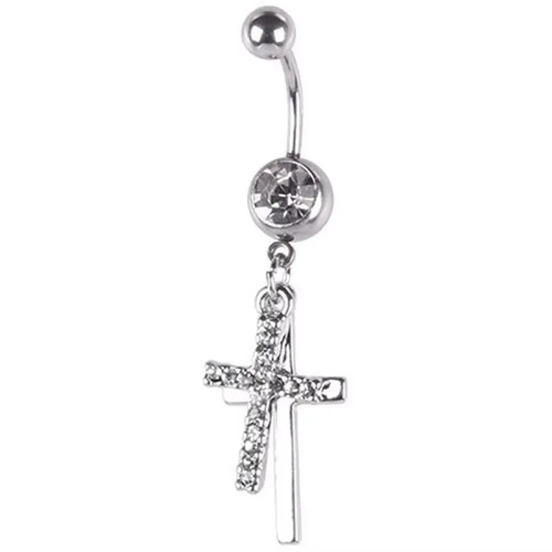 Piercing Nombril Septum Titane Zircon Œil du Diable Croix - Bijoux Corps Femme