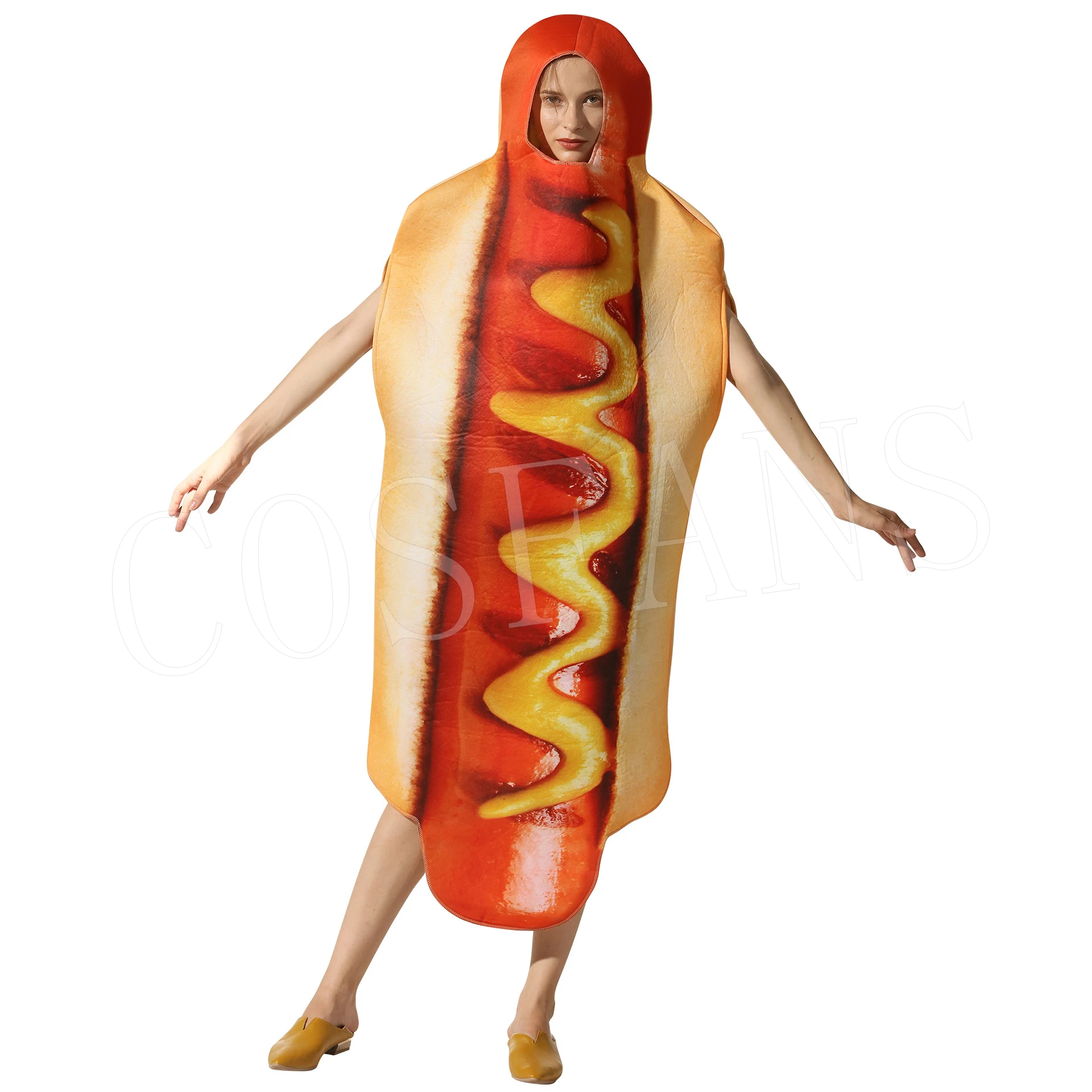 

Adult Funny Hot Dog Bodysuit Hot Dog Cosplay Costume Stage Performance Hot Dog Costume Hot Dog Funny Live Cosplay Costume