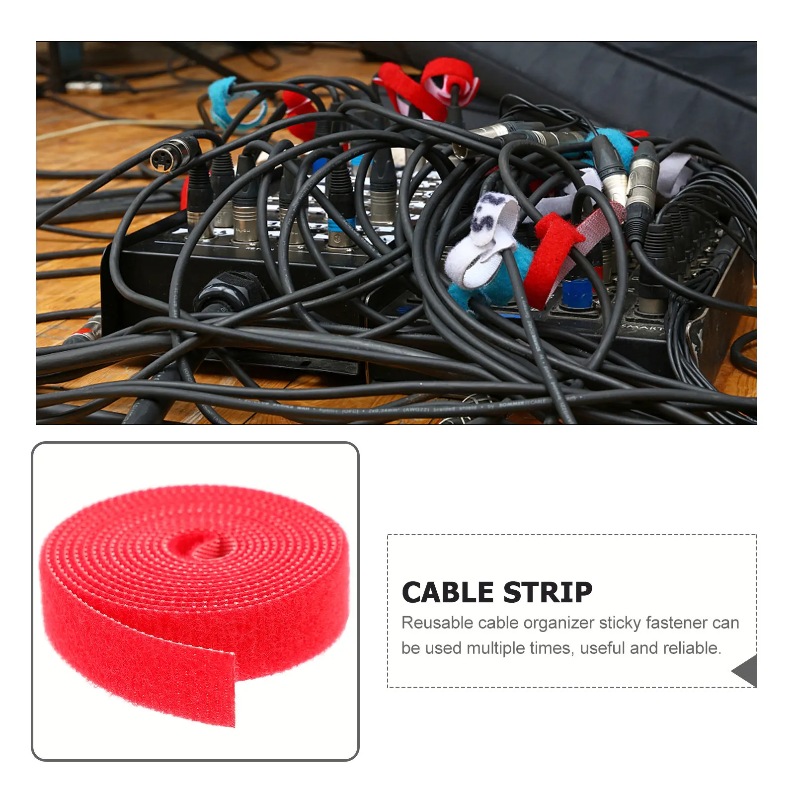 재사용 가능한 셀프 접착식 케이블 스트립 훅앤루프 고정 스티커 코드 정리 스트립 (사무실/가정용 전선 케이블 정리)