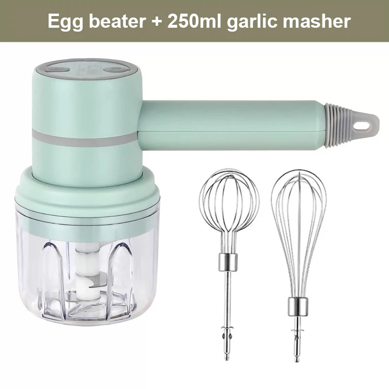 2In1 Rechargeable Garlic Ginger Chopper Electric Egg Beater Whisk Wireless Automatic Meat Food Machine Handheld Mix Kitchen Tool