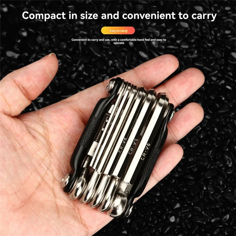 RTSHE-Bicycle Maintenance Tool Kit 16 In 1 Multifunctional Bike Repair Set With Chain Splitter Hex Spoke Wrenches Screwdrivers