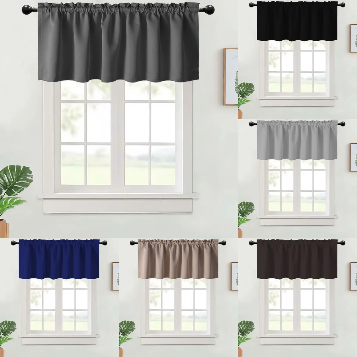 Description Picture 6 of item1PC, Valance Curtains Blackout Thermal Insulated Rod Pocket Window Treatment For Kitchen Living Room Bedroom Home Decoration