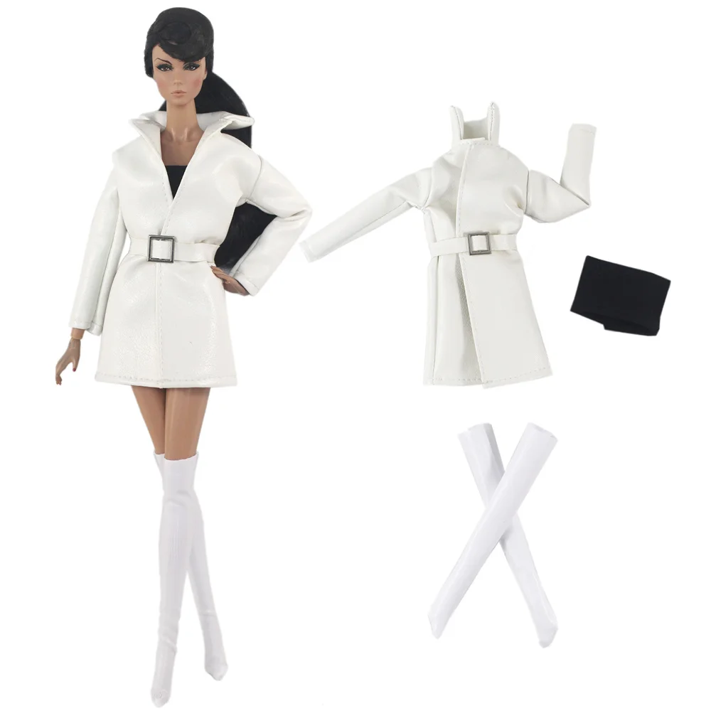 Doll Clothes Leather Clothes For Barbie Doll Top Coat Skirt Socks Accessories Clothing Autumn Wear Outfit for 1/6 Xinyi FR ST JJ