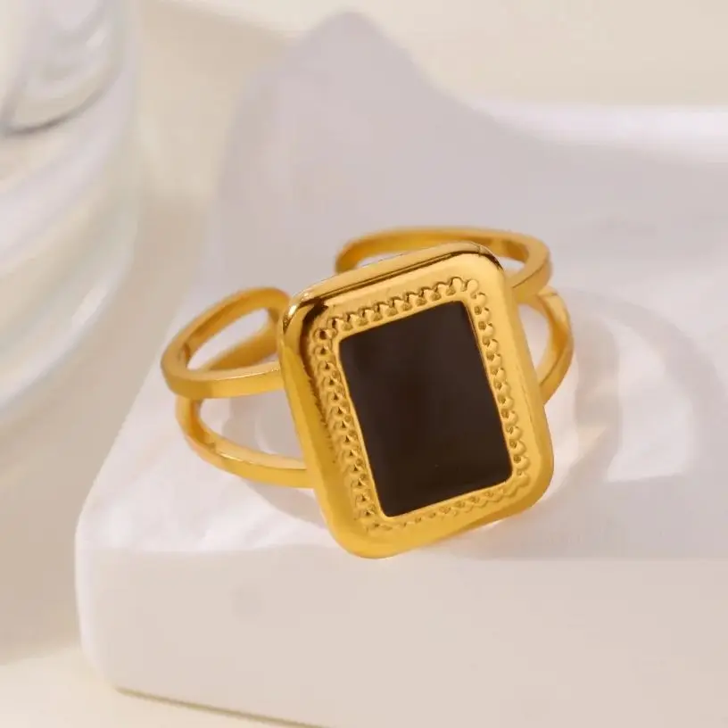 Black Square Rings for Women