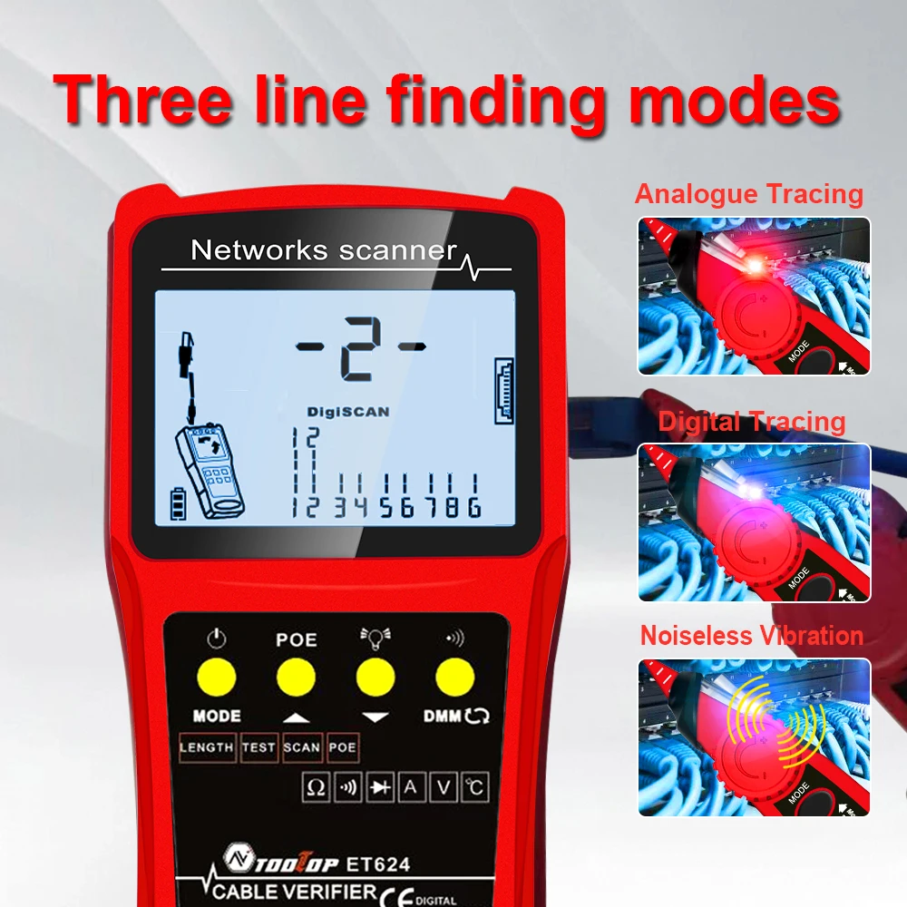 3in1 Network Cable Finder Portable Cable Length Measuring Instrument