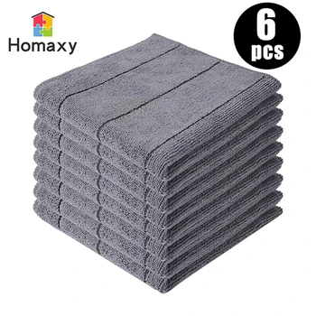 Homaxy 극세사 청소용 천, 두꺼운 매직 주방 타올, 가정용 청소 걸레, 부드러운 수건, 광택 흡수, 6 개