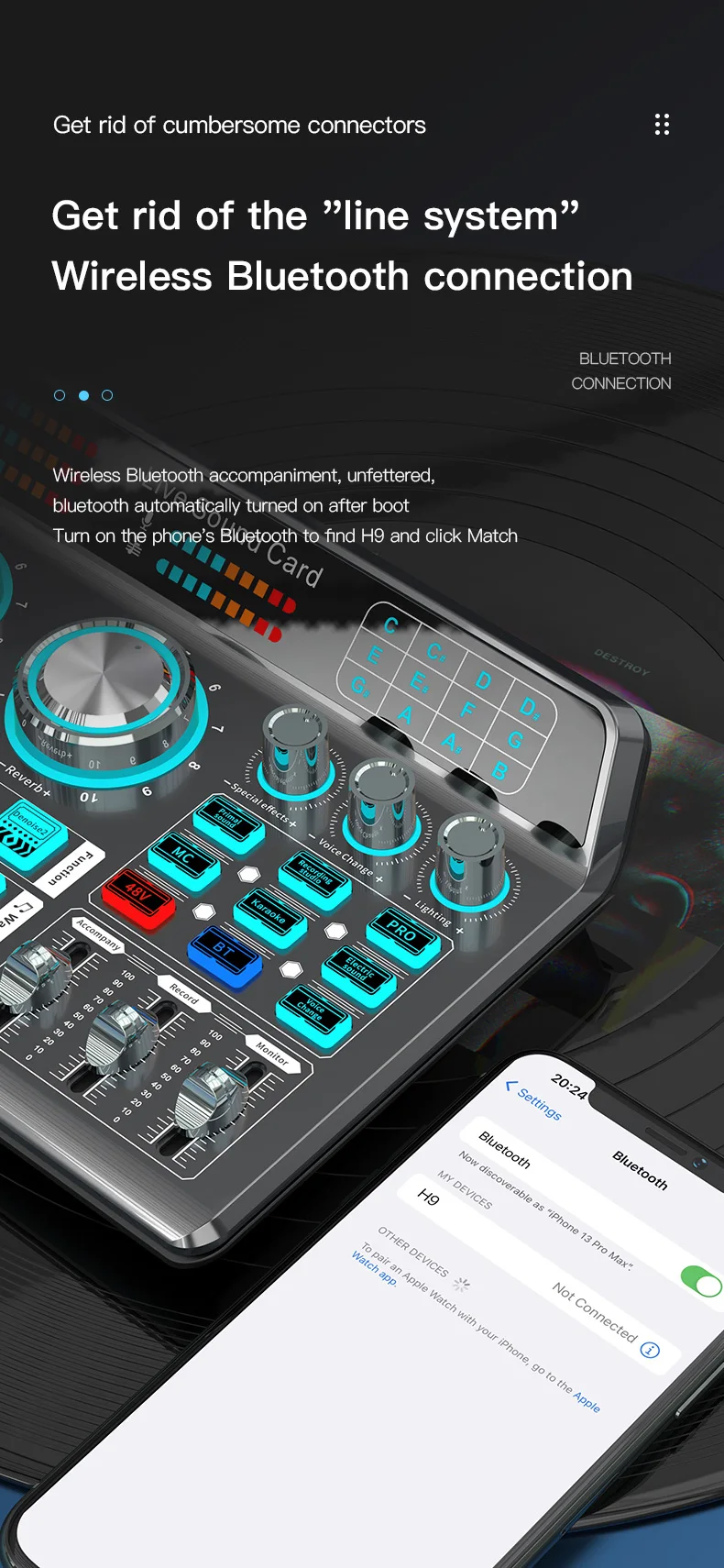 Live Sound Card for Mobile & Computer Universal Recording Mic Head Dedicated for Singing and Live Streaming