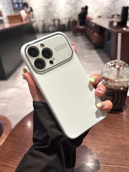 Pink Liquid Silicone Shockproof Case with Large Window and Full Lens Protection - iPhone 12 (Pure White)