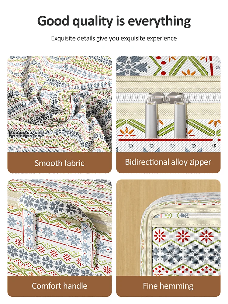 1PC Bohemian style zippered storage bag, large capacity storage bag, dustproof, suitable for home storage, classified storage 5