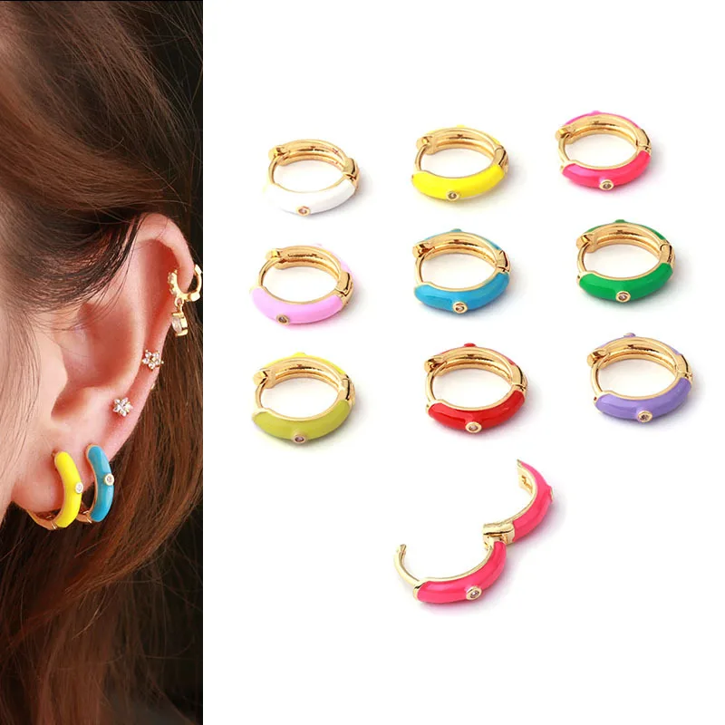 2pcs Stainless Steel Colorful Round Hoop Earrings for Women 2022 Trendy