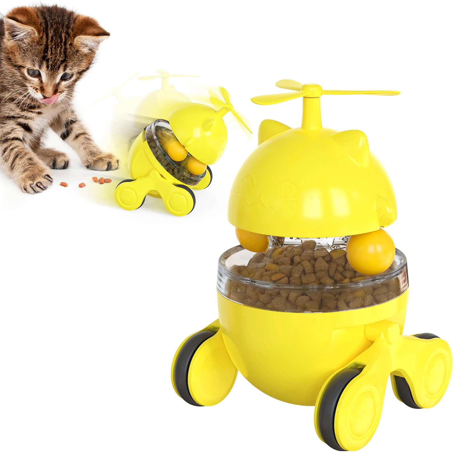 

Игрушки бегущие счастливые кошки ветряная мельница кормушки для тренировки скольжения, интерактивное лечение дозирования круга трека с движущимися шариками