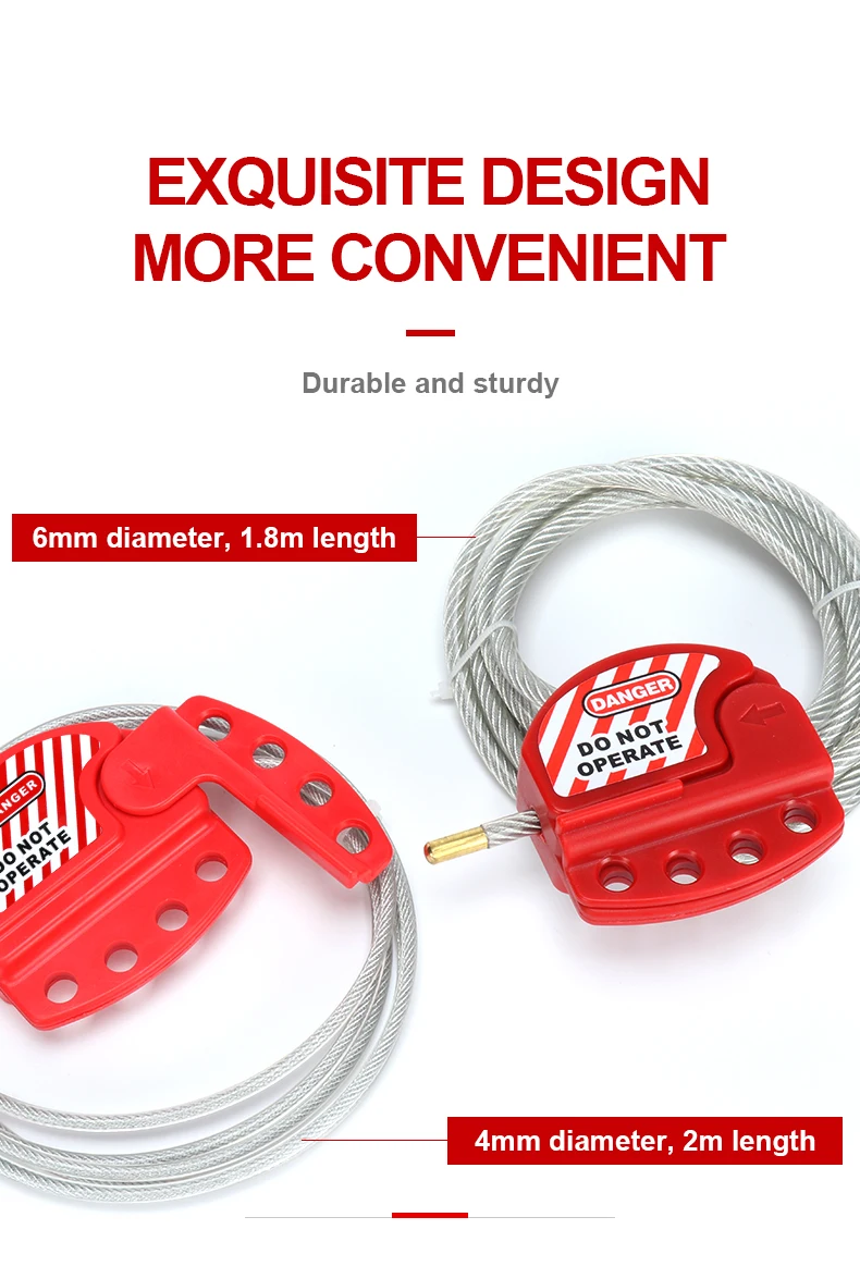 Description Picture 5 of itemAdjustable Cable Lockout Universal Valve Safety LOTO Lock Combination Security Steel Wire ABS Body