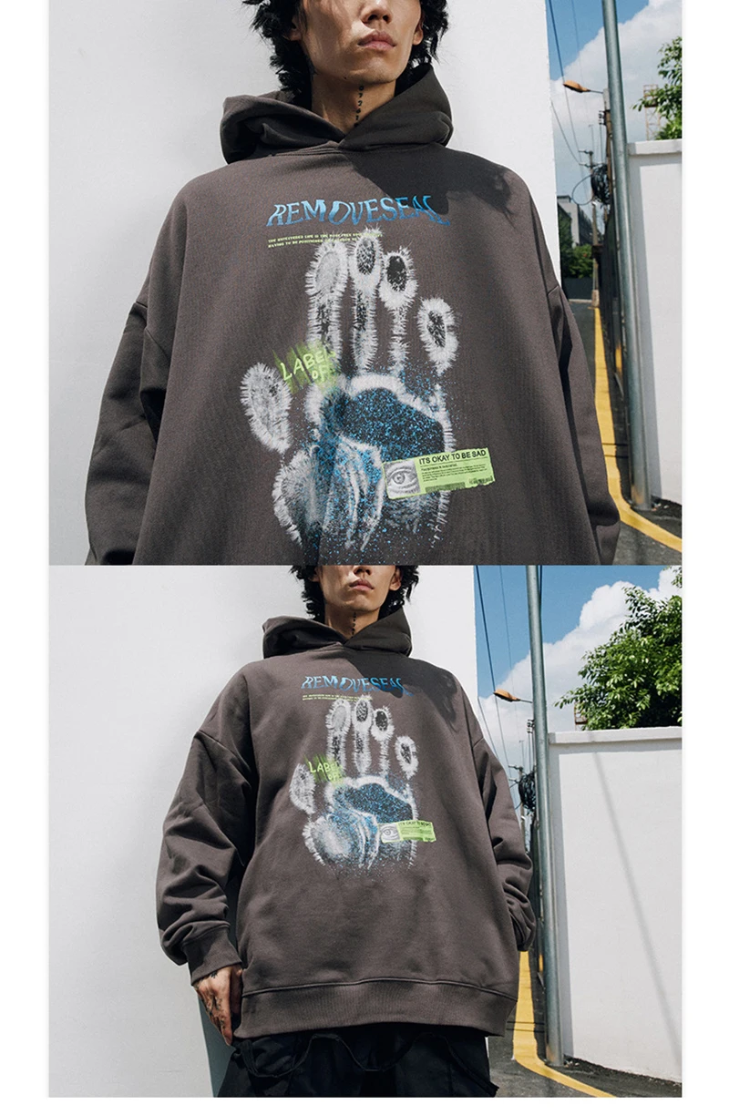 2022 Spring High Quality Unisex Street Style Sweatshirt Popular Silk Screen Printed Heavy Cotton Pullover Casual Hoodies For Men plain sweatshirts