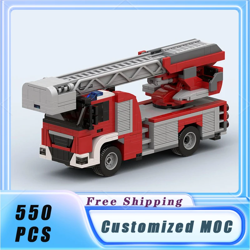 Stadt Fahrzeug Multifunktionale Feuer Leiter Lkw MOC Bausteine Modell Bricks Sets Montieren Display kinder Spielzeug Geschenke