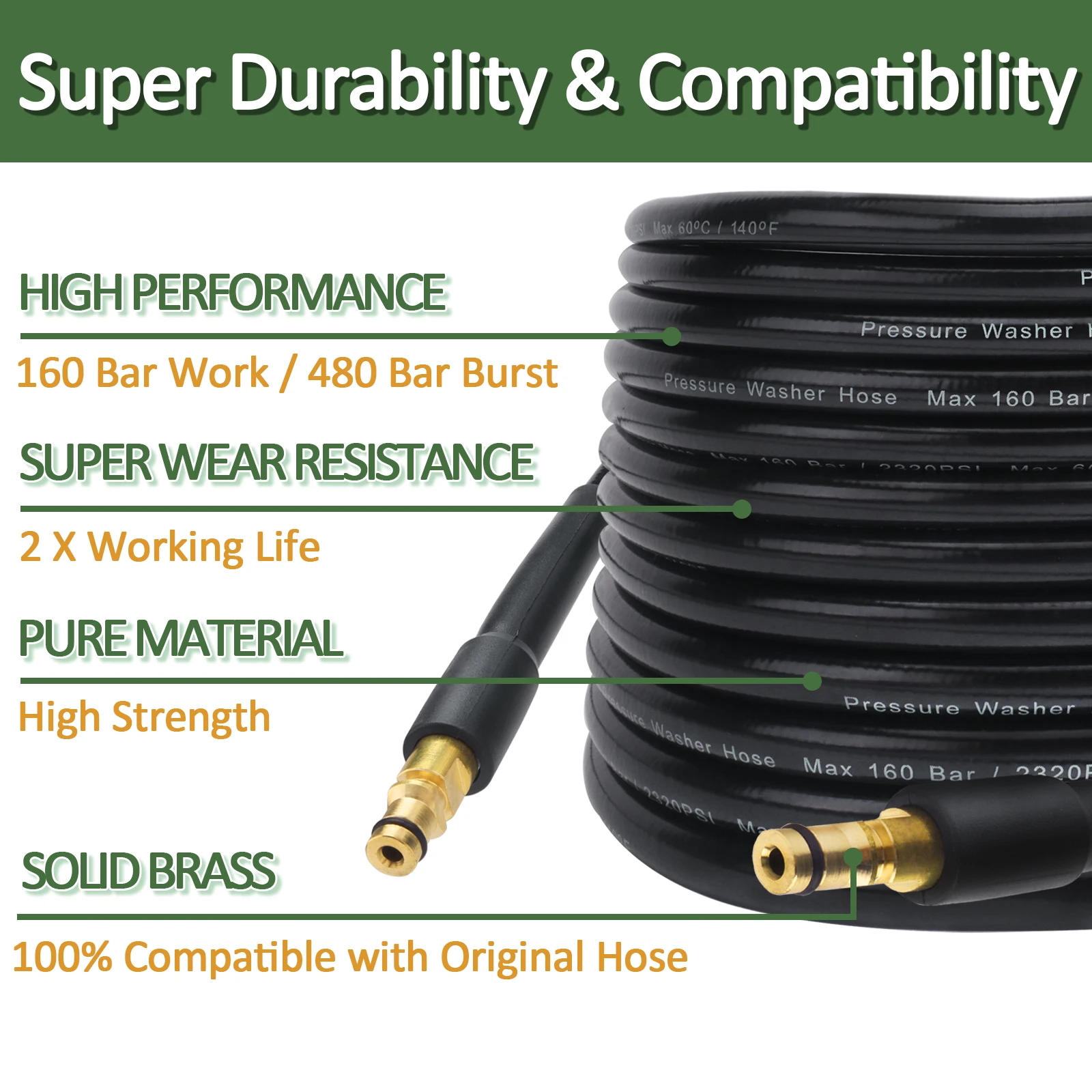 6~20m Car Washer Hose Pipe Cord Pressure Washer Water Cleaning Extension Hose Water Hose for Karcher K2 K3 K4 K5 K6 K7 Sink 2