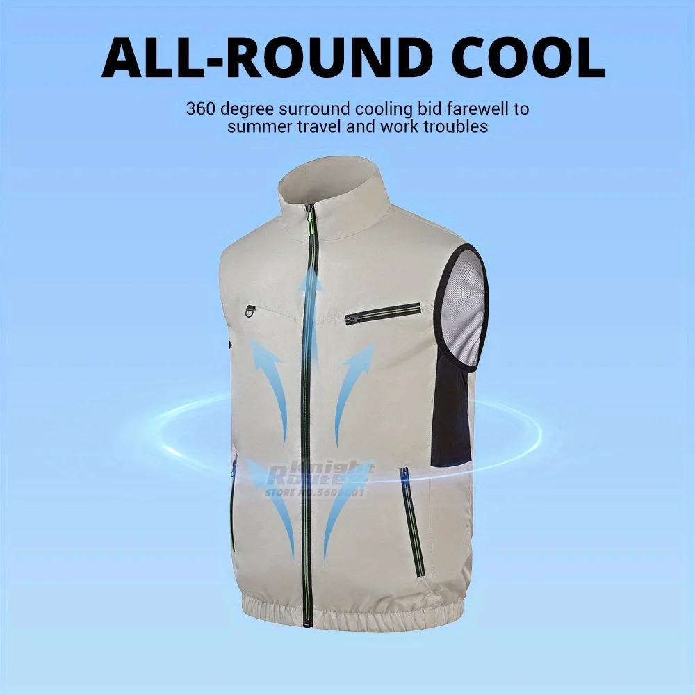 Breathable 9-Blade Cooling Vest Men's fan vest-3-Speed Fan for Camping, Fishing, Hiking & High Temperature Outdoor Work Gear