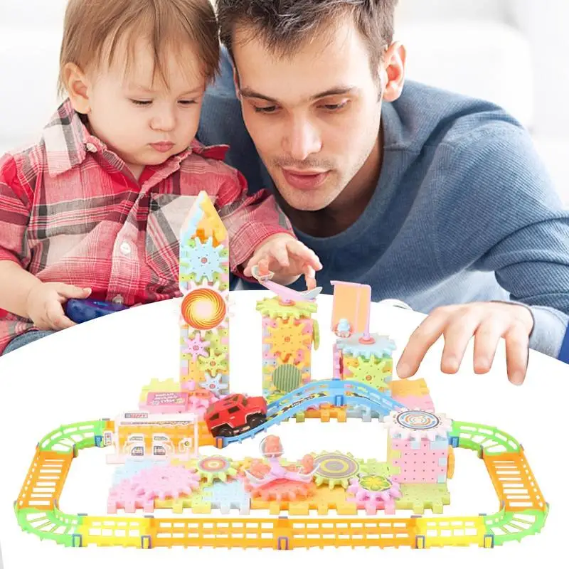 Electric Gear Building Block Toys Interlocking Gear Blocks Set Reusable Interlocking Spinning Gears Building Educational Toys