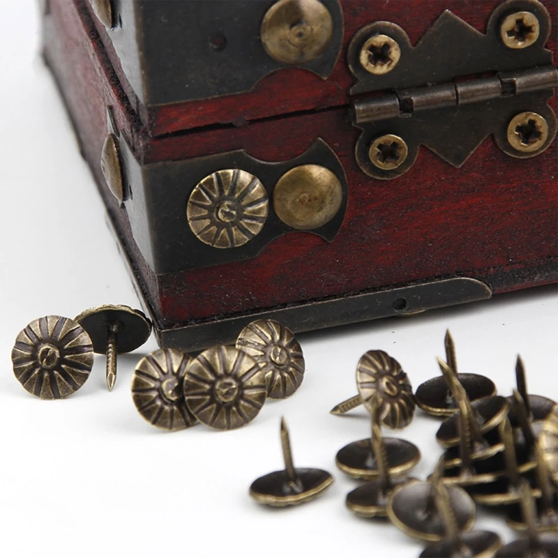 100 Pcs Antique Furniture Nail Decorative Tacks Upholstery Nail for Upholstered Furniture Cork Board or DIY