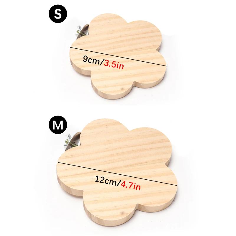 Wood Round Flower Shaped Pet Parrot Bird Toy Platform Stand Rack Toy Hamster Branch Perches for Bird Cage Pet Station Board