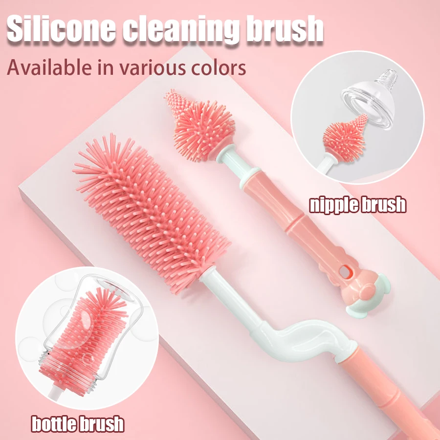 Bottle Cleaning Brush Set Silicone Baby Bottle Nipple Brush