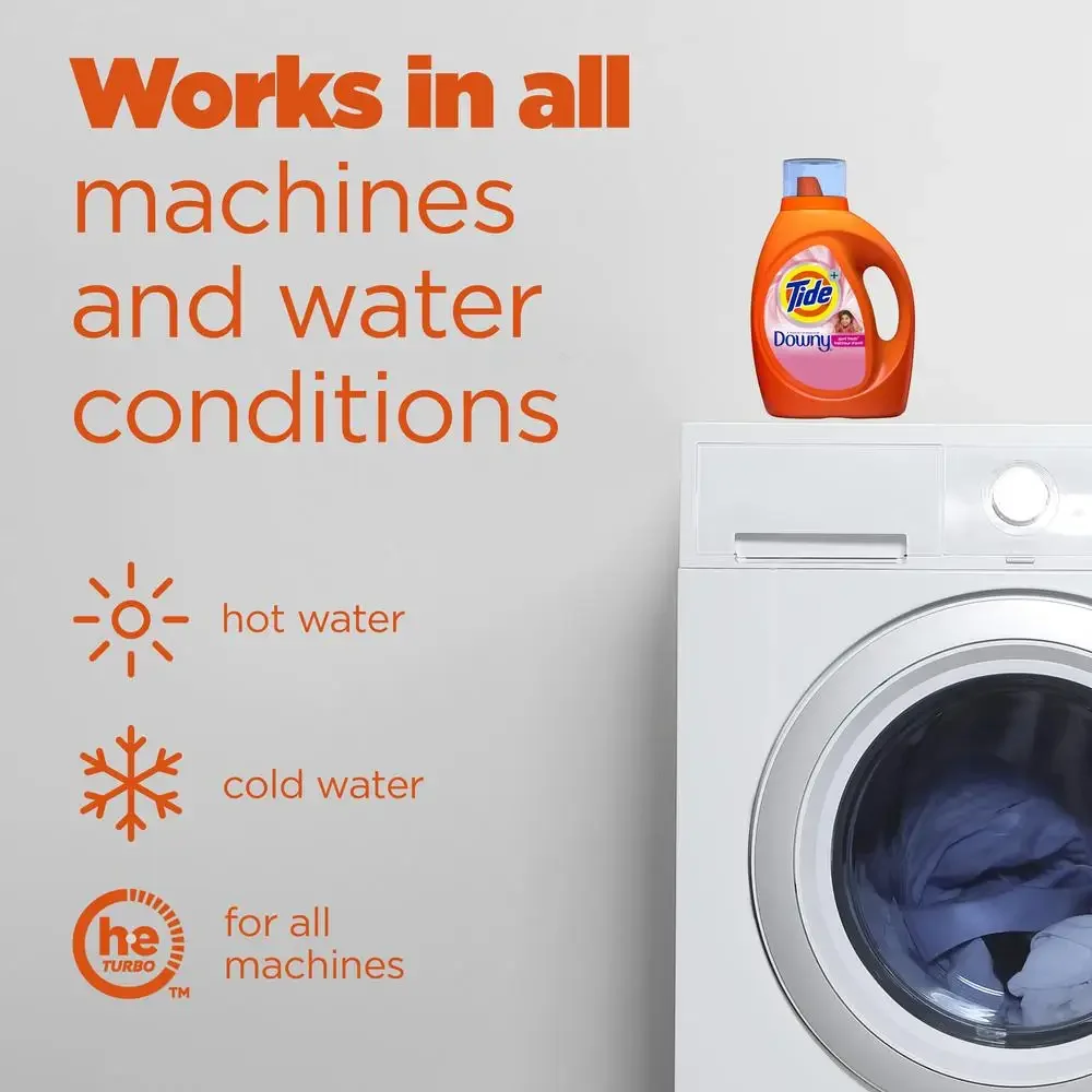 Tide Downy Liquid Laundry Detergent 84 fl oz 59 Loads Heavy-Duty Concentrated Cleanser April Fresh Scent Works Both HE