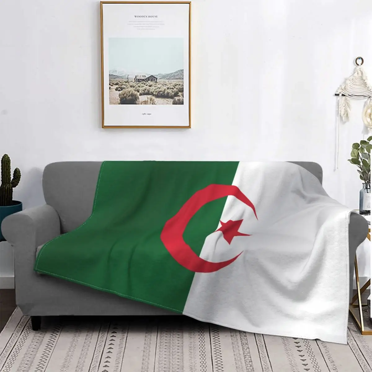 

Algeria Flag Blanket National Country Nation Bedspread Ultra Soft Warm Spread Sofa Bed Plush Bedroom Office Velvet Decor