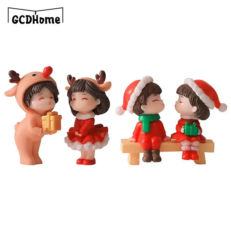 

Sweety Lover Christmas Couple Figures Miniature Boy Girl Model Princess Fairy Garden Gnome Valentine's Day Gift Home Decor