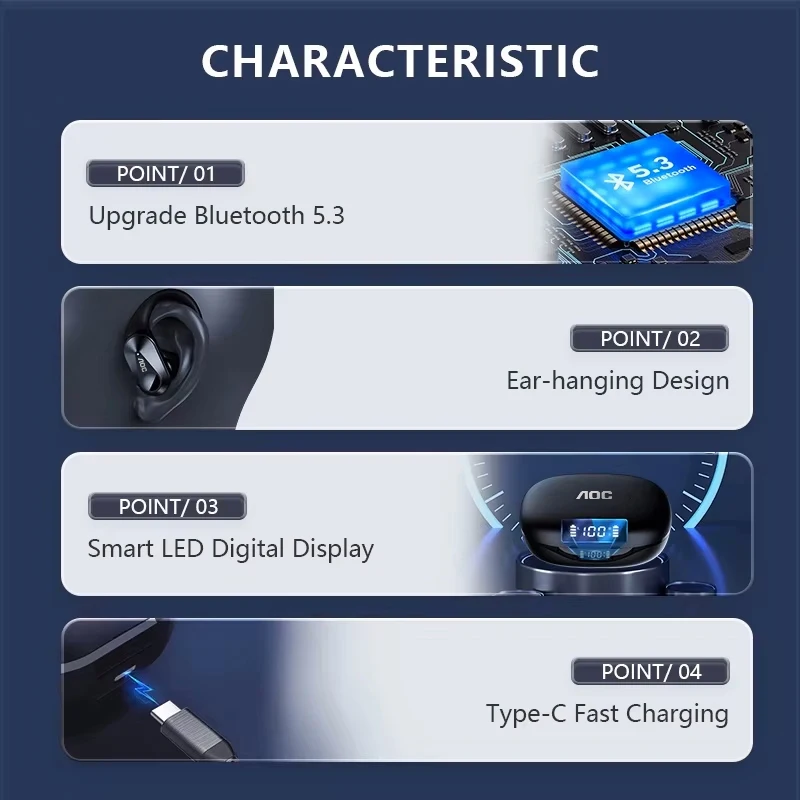 Choice Aoc Gaming Headset Wireless Bluetooth 6 0 Sport Earbuds Led Battery Display Headphones With Mic Waterproof 300mah Lp75, Alina Gadgets