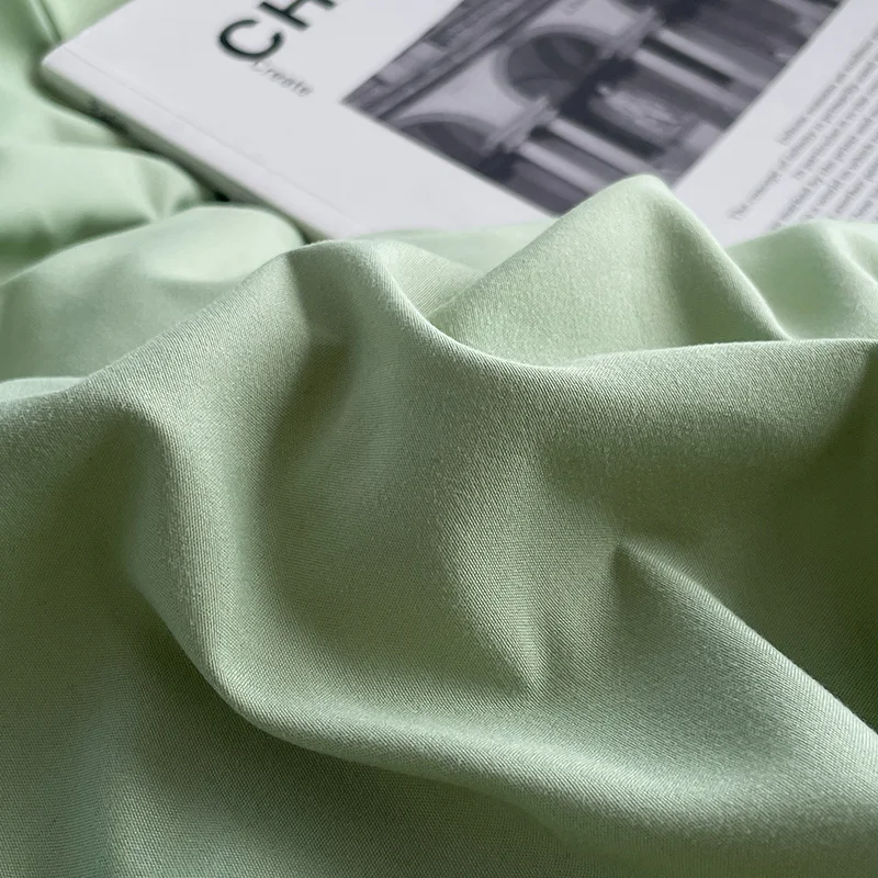 Solstice Home Textile King Twin Bedding Sets Kid Teen Bedlinen Solid Light Green Duvet Cover Bedroom Flat Bed Sheet Pillowcases 6