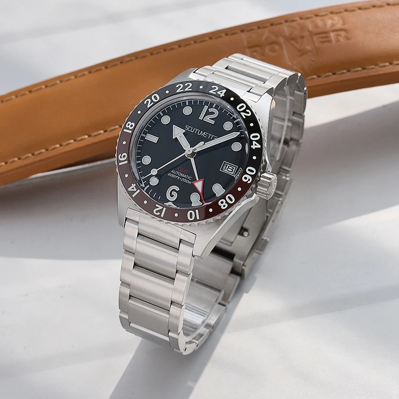 

Часы наручные SCMT GMT NH34 SeaQ 1969, швейцарские светящиеся часы для дайвинга из нержавеющей стали 20 атм с сапфировым стеклом и эмалью