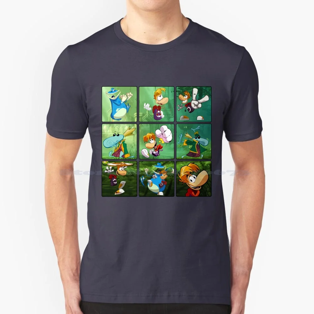 Retro Rayman Personaggi Quadrati T Shirt 100% Cotone Tee Retro Rayman Personaggi Quadrati Gaming Videogioco Gamer Rayman Legends