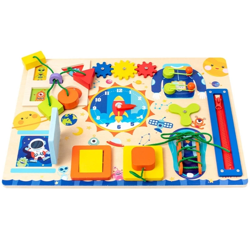 

Montessori Activity Board Toy for Baby Sensory Education Busy Boards Unlock Shoelace Tying Basic Life Skill Learning Toy