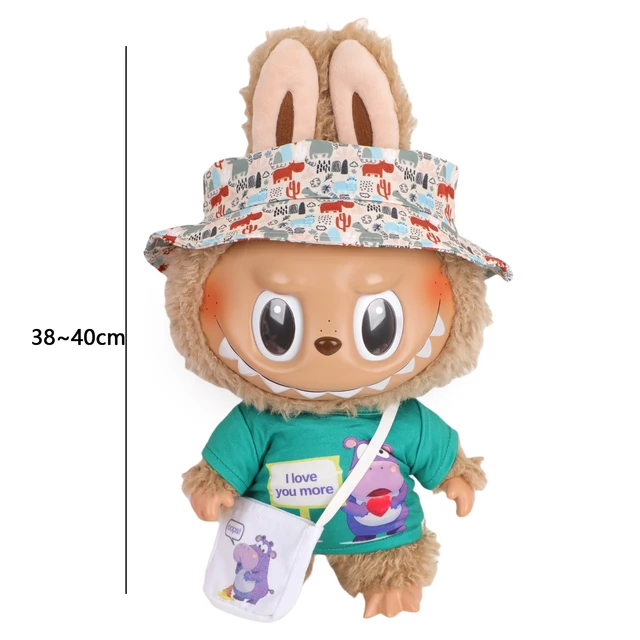 Labubu 38-40cm Big Doll Clothes Set – Cute Cartoon T-Shirt, Bag & Hat Outfit for V3 Cotton Toy, Perfect Gift 5