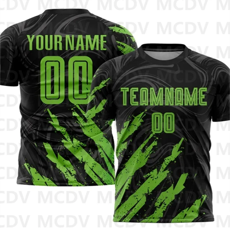 

Custom Kelly Green Gold Sublimation Soccer Uniform Jersey Personlized Team name and you name number Football T-Shirts