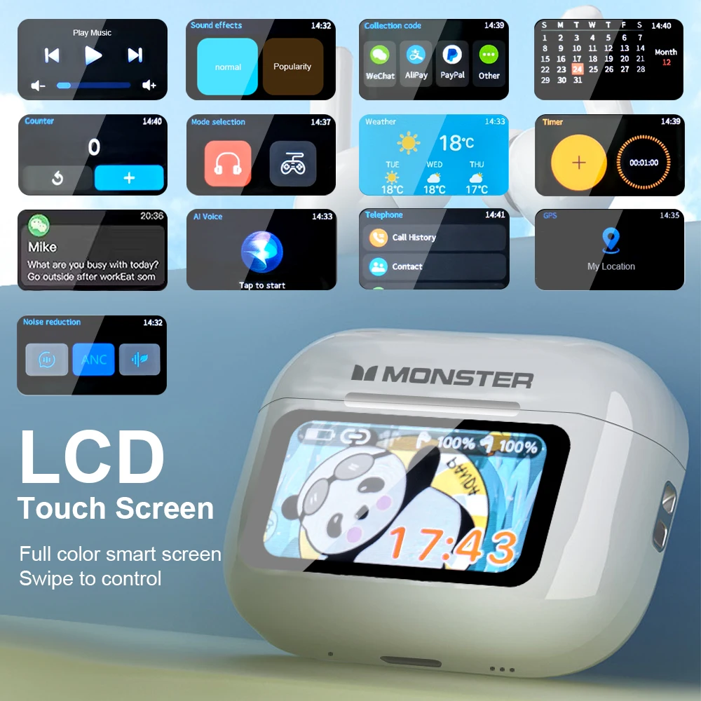 รูปสินค้า หูฟังเกมมิ่ง TWS บลูทูธ จอสัมผัส LCD